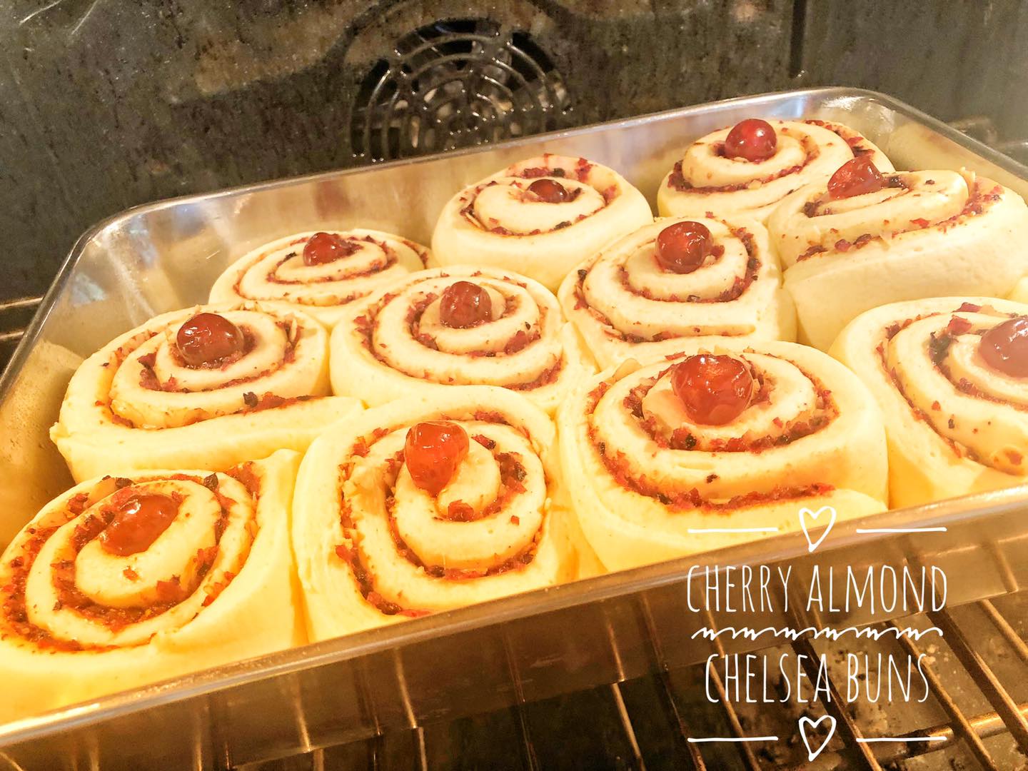 cherry almond chelsea buns